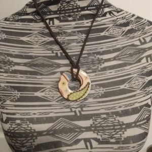 90s vintage reversible washer suede necklace